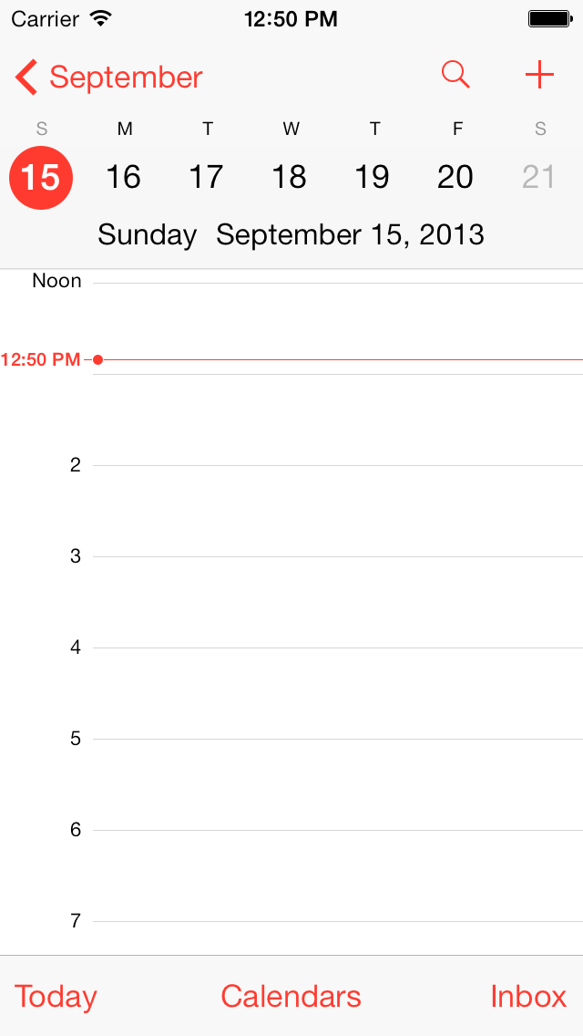 The Day view in iOS 7's Calendar app