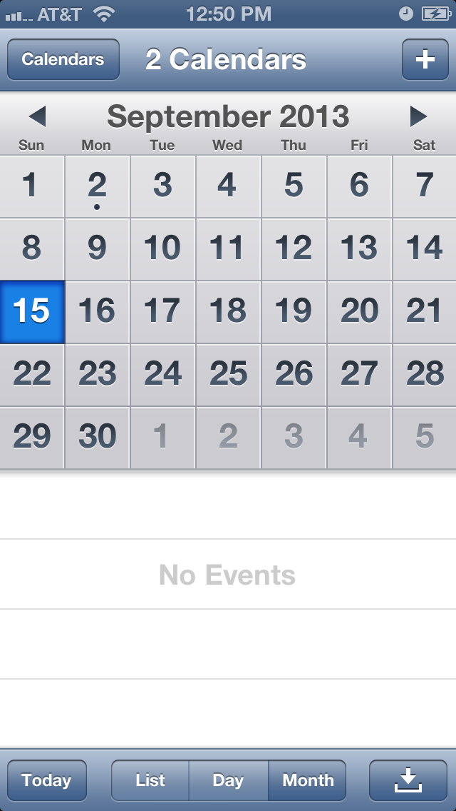 Month view in iOS 6's Calendar app