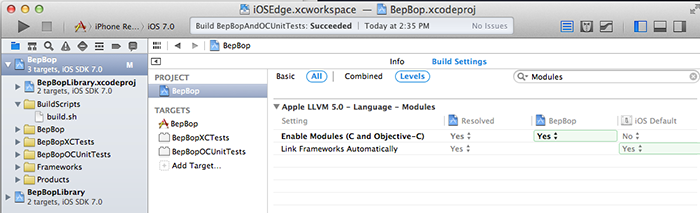 Enable Modules in Xcode